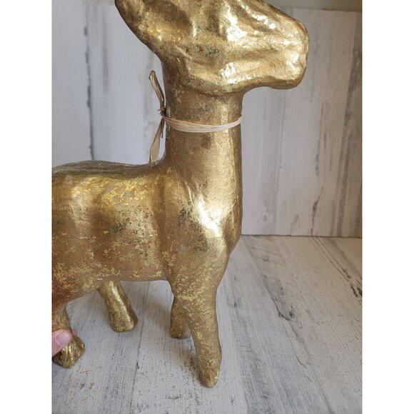 Paper mache rustic golden reindeer Xmas home decor - Picture 8 of 10